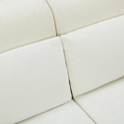 Modern Loveseat Sofa 59' Couch With Flexible USB Ports, Unique Cylindrical Armrests, Beige Chenille