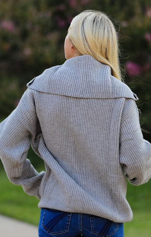 Ribbed Half Zip Sweater