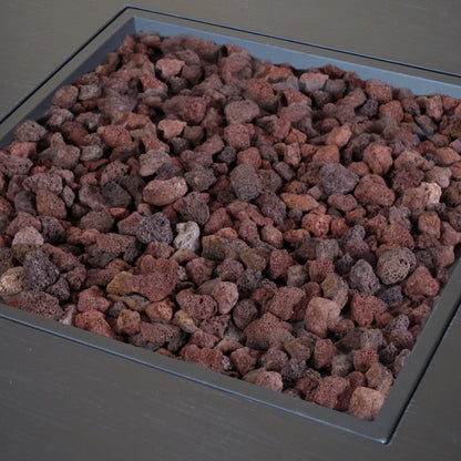 Outdoor Patio Propane Fire Pit 24'' H X 33'' W Square Iron Gas-Burning Fire Pit - 50,000 BTU, Tank in Side, Dark Grey