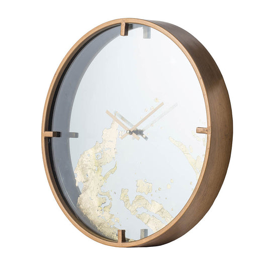 D15.7x2.4' Minimalist Mirrored Clock, Gold