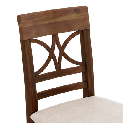 6-Piece Wood Counter Height Dining Table Set With Storage Shelf, Kitchen Table Set With Bench and 4 Chairs,Rustic Style,