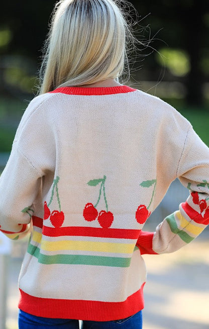 Cherry Retro Stripe Cardigan