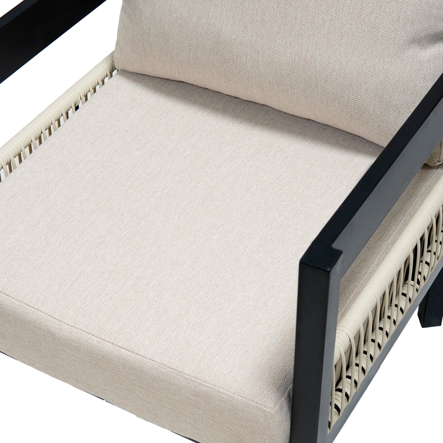 Multi-Person Outdoor Iron Sofa Set With a Table, Rattan Decoration, Waterproof, Rust-Proof, Suitable for Garden, Lawn Us