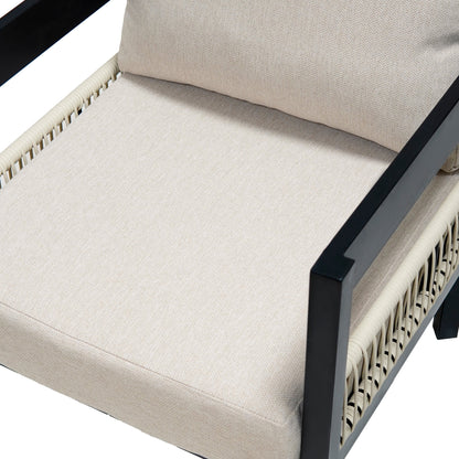 Multi-Person Outdoor Iron Sofa Set With a Table, Rattan Decoration, Waterproof, Rust-Proof, Suitable for Garden, Lawn Us