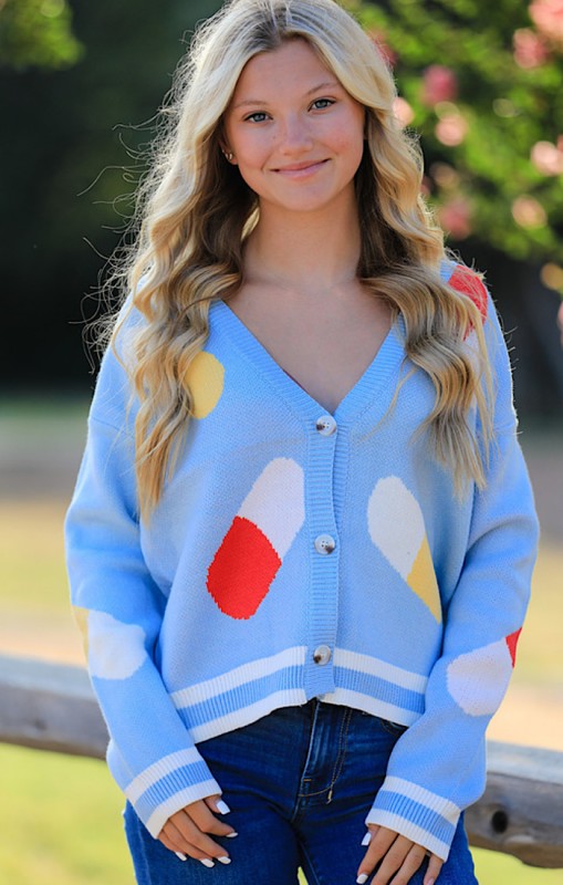 Colorful Capsule Pattern Cardigan