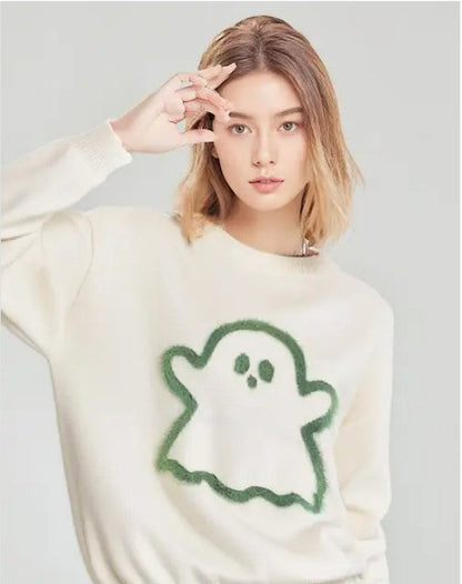 Glow-In-The-Dark Ghost Sweater - Halloween Knit