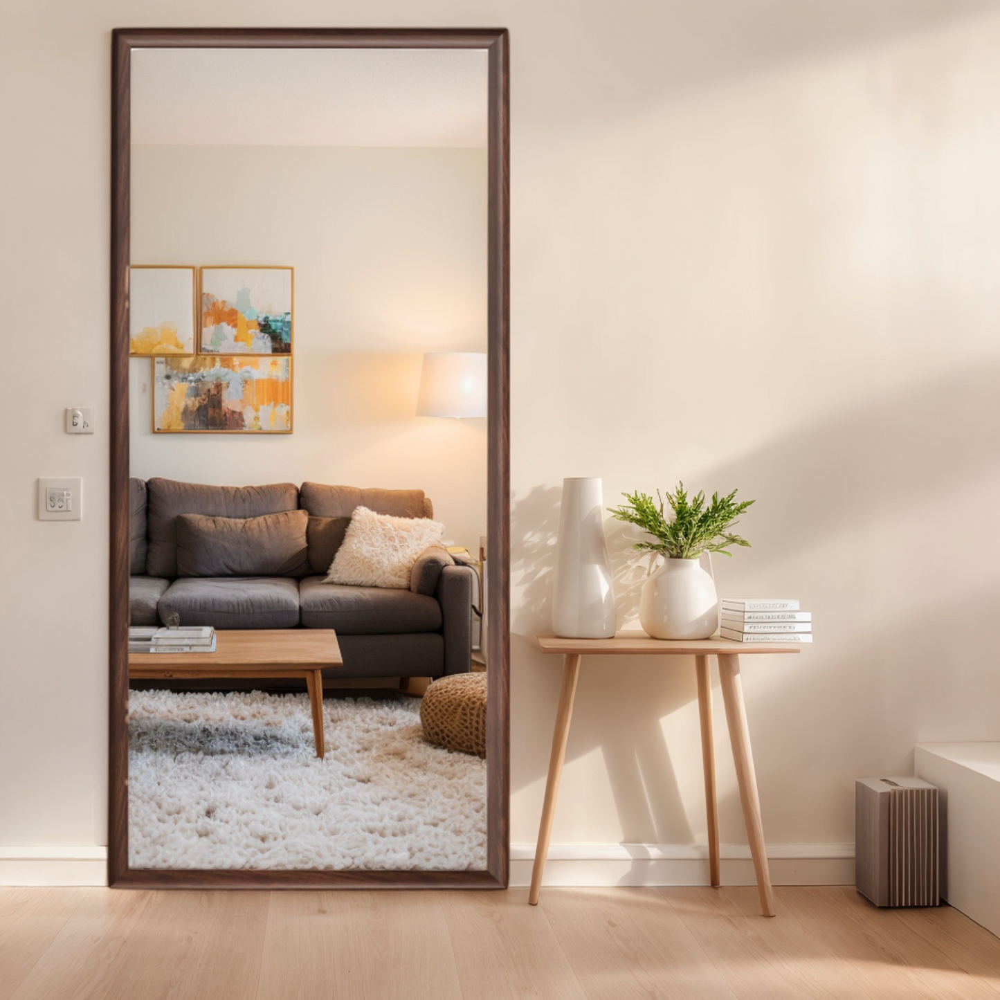 70*32 Inch Full-Body Floor Mirror With Artificial Wood Frame, Elegant Design and Durability, a Must-Have for Bedrooms, C