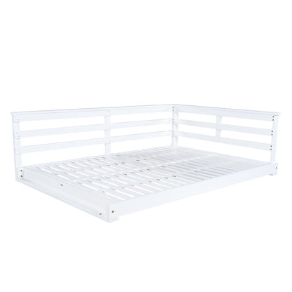 Acacia Wood Porch Swing Bed for Outdoor With Hemp Ropes - Full Size Patio Hanging Bed, 350lbs Capacity, Open-Side Minima