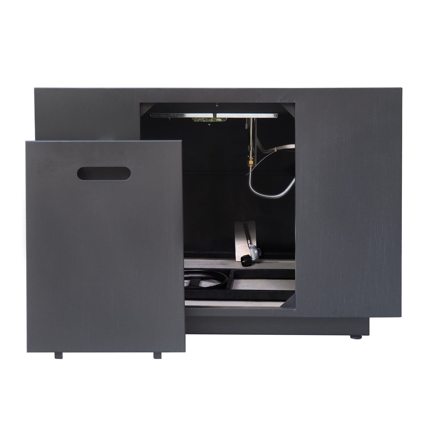 Outdoor Patio Propane Fire Pit 24'' H X 33'' W Square Iron Gas-Burning Fire Pit - 50,000 BTU, Tank in Side, Dark Grey