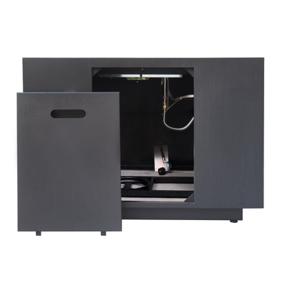 Outdoor Patio Propane Fire Pit 24'' H X 33'' W Square Iron Gas-Burning Fire Pit - 50,000 BTU, Tank in Side, Dark Grey