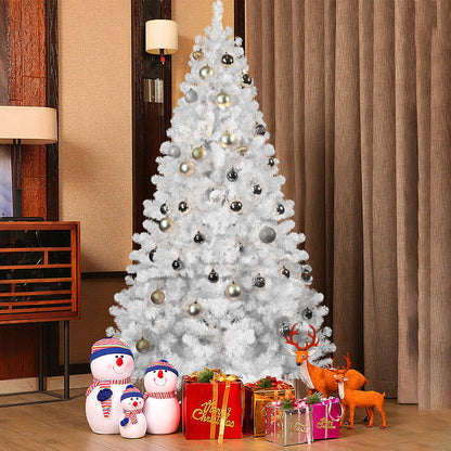 7ft White Christmas Tree With Memory Wire, 1064 Tips Hinged Artificial PVC Tree, Easy Assembly Holiday Xmas Tree for Ind