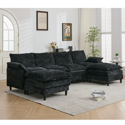 Modular Sofa,U Shaped Cloud Couch Comfy Set ,6-Seater, 2 Armrest Pillows,Convertible Sectional  Couch, Living Room,Apart