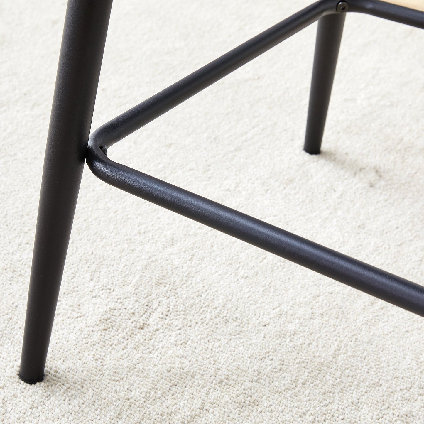 Brown Techno-Fabric Bar Chair Set - Two Pieces, Rounded Backrest, Black Metal Legs, Multiple Colors