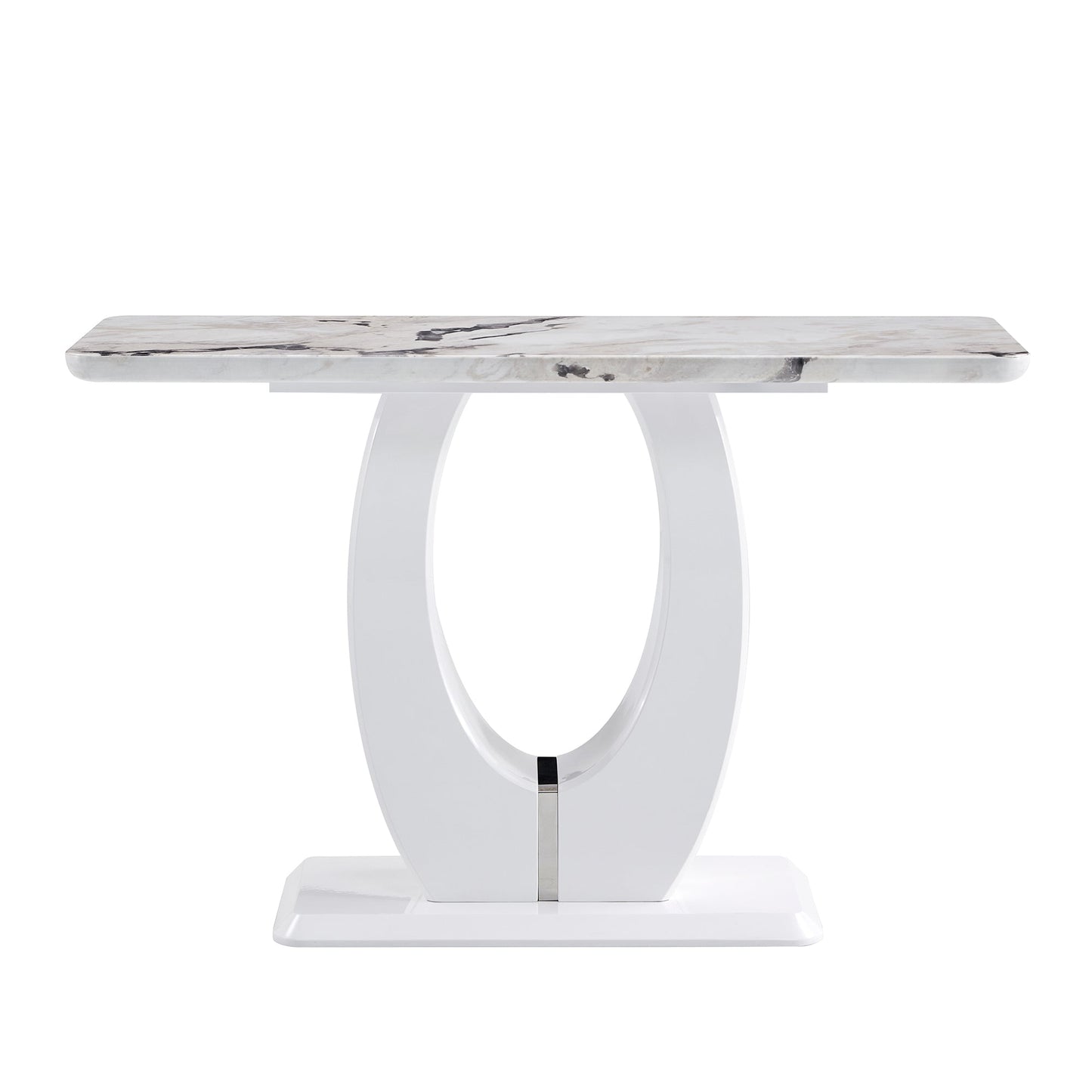 Modern Simple Glossy White Rectangular Counter Bar Table 47.24' X 18.11' X 29.52' for Living Room Bedroom Bedside Entran