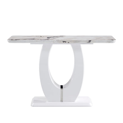 Modern Simple Glossy White Rectangular Counter Bar Table 47.24' X 18.11' X 29.52' for Living Room Bedroom Bedside Entran