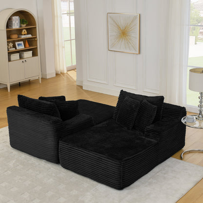 Two-Seater Lazy Sofa Lounge Chair,Compressed Sofa No Assembly Required, Made of Velvet Fabric, Fluffy Modern  Lounge Cha