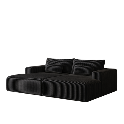 102' Oversized Sectional Lounge Chaise,No Assembly Required,Cloud Plush Loveseat With Reclining Sofa Bed,Fluffy Modern S