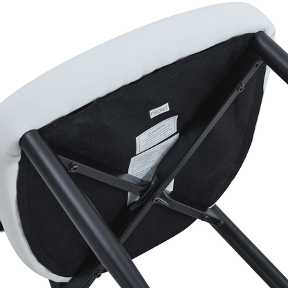 Minimalist Ergonomic Dining Chair With Curved Backrest in Black and White, Metal Legs, PU Leather, Set of 4