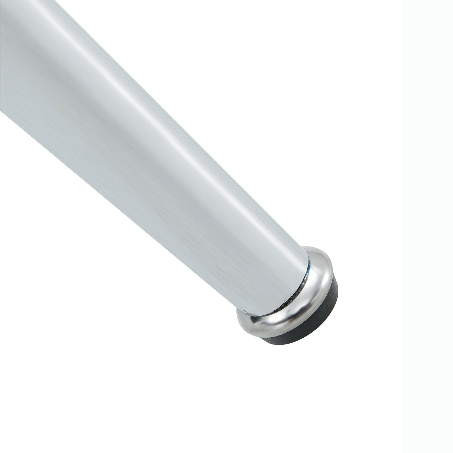 Table and Chair set.A 38.6' Diameter Transparent Tempered Glass Round Dining Table-Silver Metal Legs.Paried With 4 Black