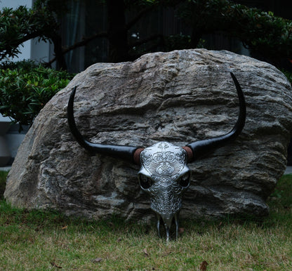 Bone-Inspired Bull Head Hanging Ornament-Resin Craft,Lifelike Details,North American Style