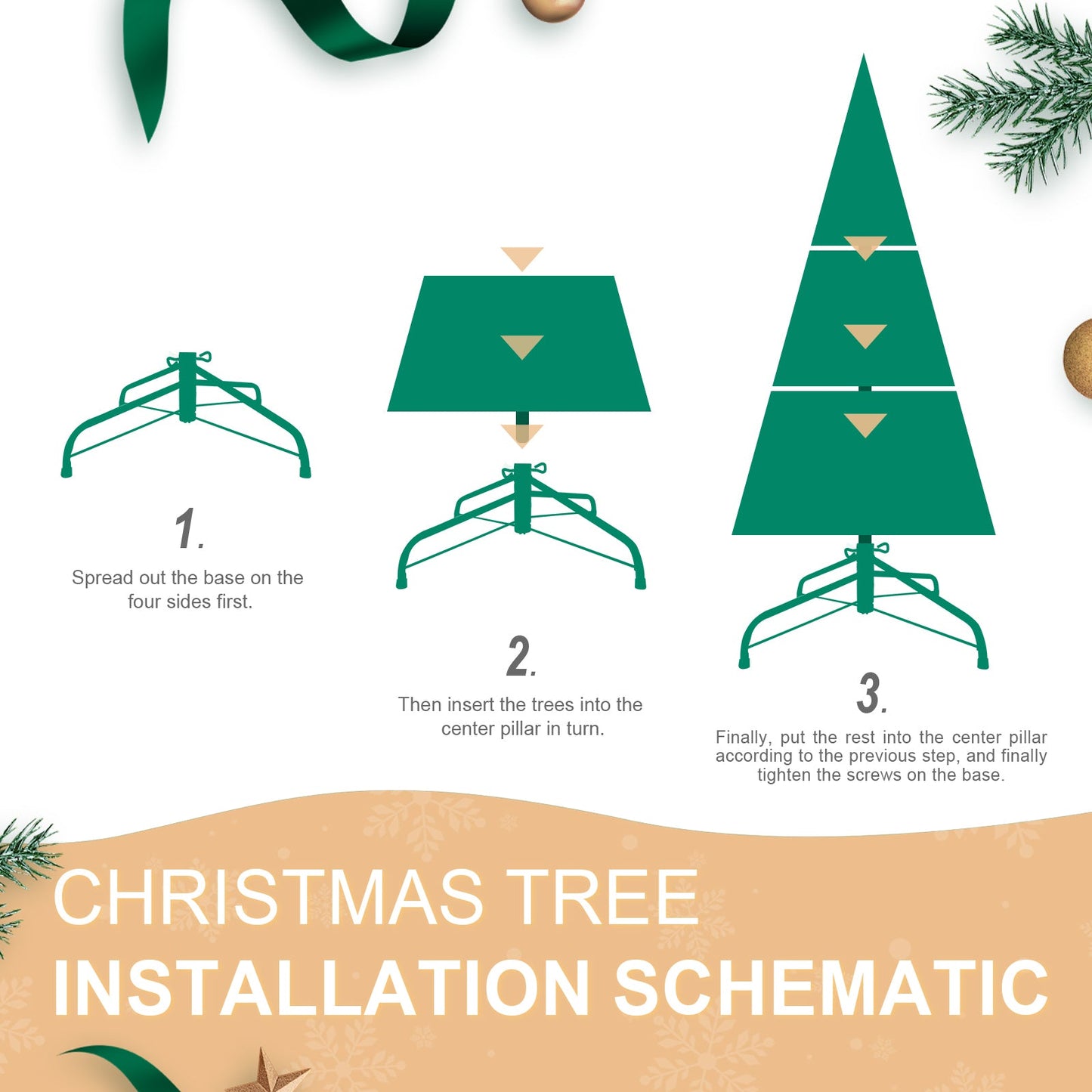 8FT Christmas Tree With 1847 Tips and 600 Warm White LED Lights – PVC+PE Mixed Branches, Hinged Structure for Easy Setup