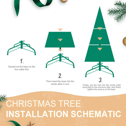 8FT Christmas Tree With 1847 Tips and 600 Warm White LED Lights – PVC+PE Mixed Branches, Hinged Structure for Easy Setup