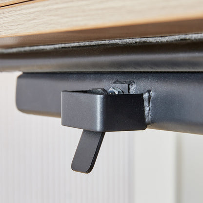 Modern Minimalist Multifunctional Lifting Table, With a 0.8-Inch Wood Grain Process Sticker Desktop and Black Metal Legs