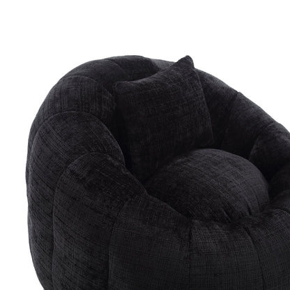 Modern Extra Large Round Bean Bag Chair With Footrest for Living Room, Chenille Fabric Lazy Sofa With Pillow for Adults,