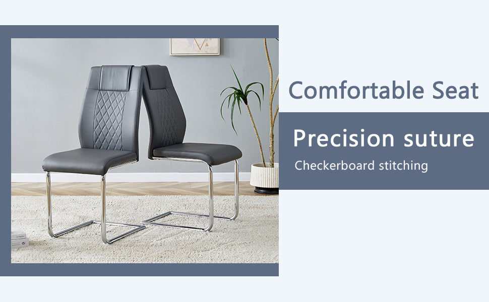 Table and Chair Set.63'x31.5x30' Black Marble-Patterned Slabs Tabletop With Stainless Steel Butterfly Legs.Paried With 6