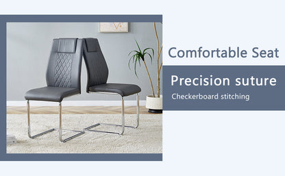 Table and Chair Set.63'x31.5x30' Black Marble-Patterned Slabs Tabletop With Stainless Steel Butterfly Legs.Paried With 6