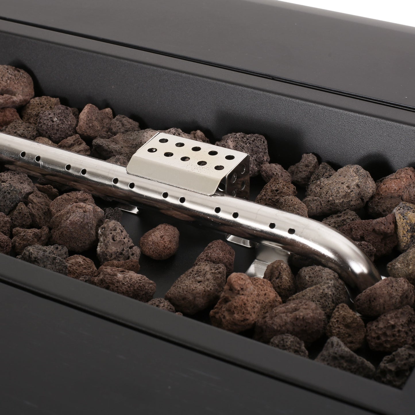 Vernon Rectangle Fire Pit 50,000 BTU Dark Gray Iron 50x25.5x15.25 Inches