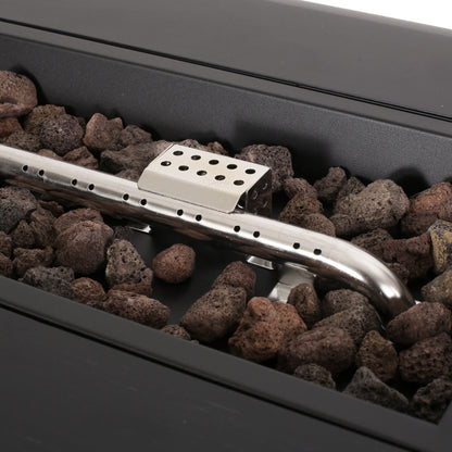 Vernon Rectangle Fire Pit 50,000 BTU Dark Gray Iron 50x25.5x15.25 Inches