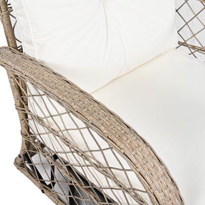 3-Piece Outdoor Chair&Table Set Chat Set 2-Person Rattan Seating Group With Two Swivel Chairs and a Square Table for Gar