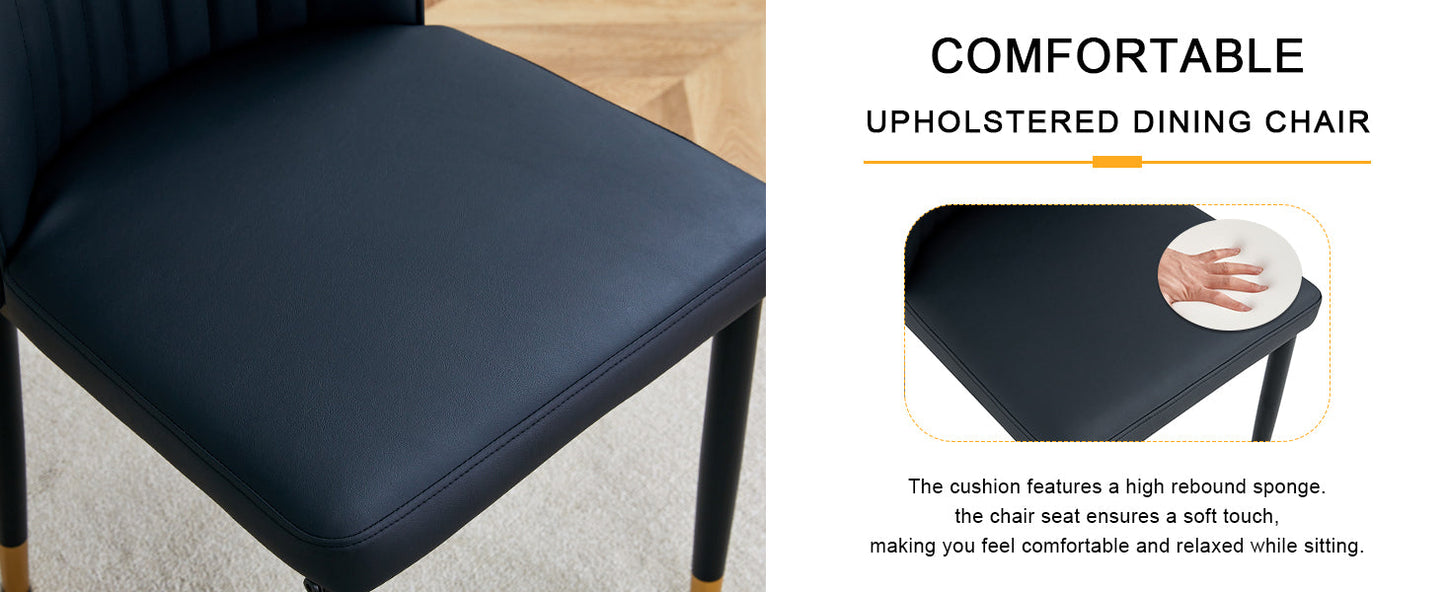 A Set of 4 Dining Chairs, Black Dining Chair Set, PU Material High Backrest Seats and Sturdy Leg Chairs, Suitable for Re