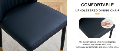 A Set of 4 Dining Chairs, Black Dining Chair Set, PU Material High Backrest Seats and Sturdy Leg Chairs, Suitable for Re
