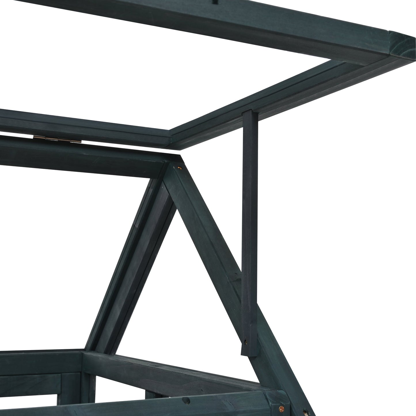 Garden Wood Portable Cold Frame With Movable Wheels Mini Greenhouse With Openable Roof and Storage Box, Forest Green