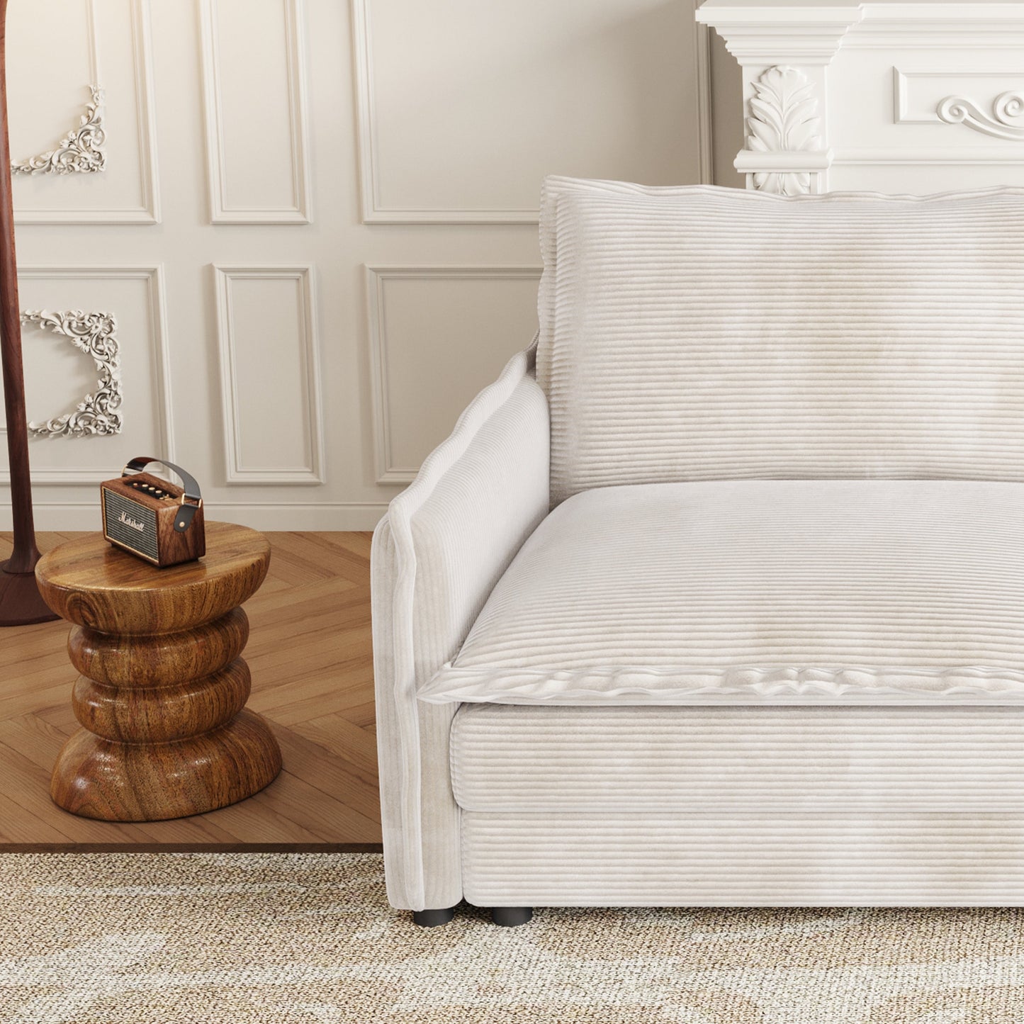 Corduroy Fabric 4-Seater Comfy Cloud Couch With 2 Movable Footrest for Living Room,Oversized Deep Seat U-Shaped Couch Se