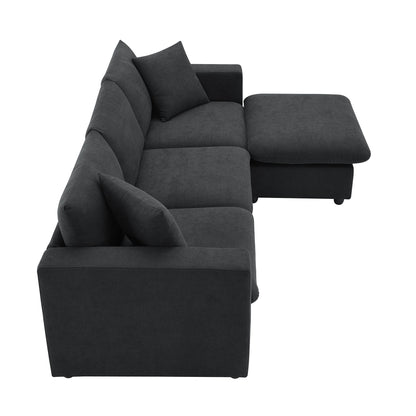 101*66' Modern Sectional Sofa With Throw Pillows,Cloud L-Shaped Couch Set With Wide Seat,4 Seat Polyester Comfy Fabric C