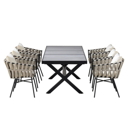 Discover Unmatched Flexibility in Alfresco Dining With Six Creatively Arranged Chairs Made of Polyester Woven Tape and A