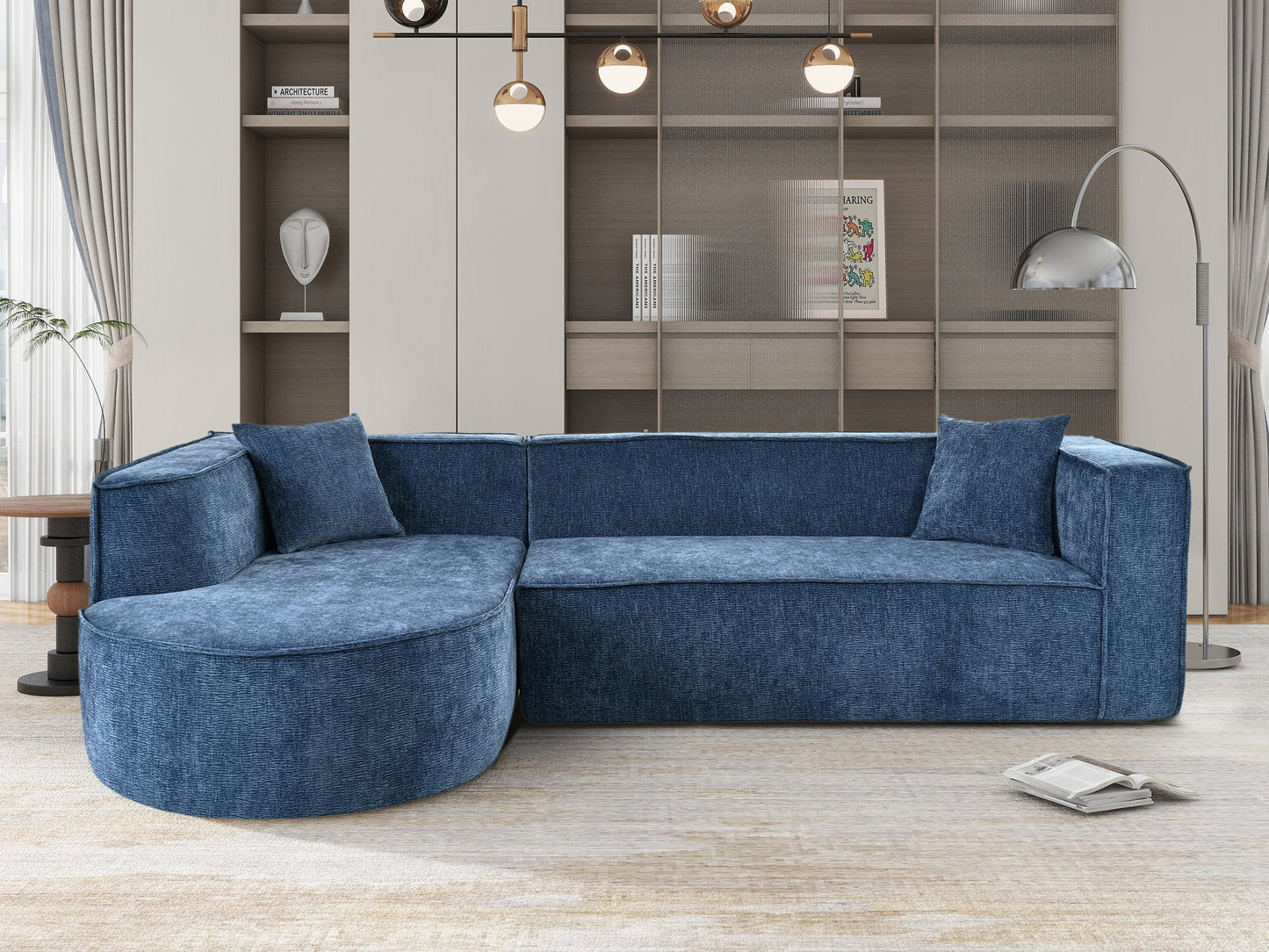 Modern Style Sectional Sofa,Sponge Sectional Sofa Couch,Modular L-Shape Sofa Couch With Elegant Curved Design and Luxuri