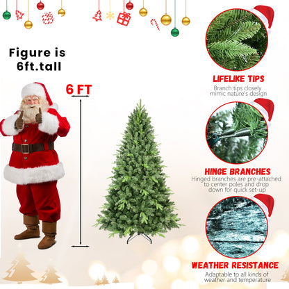5FT Classic Christmas Tree With 967 PE+PVC Tips – Realistic Hinged Branches, Easy Assembly, Stable Metal Stand, Full Nat