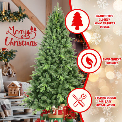 7.5FT Classic Christmas Tree With 2155 PE+PVC Tips – Realistic Hinged Branches, Easy Assembly, Stable Metal Stand, Full