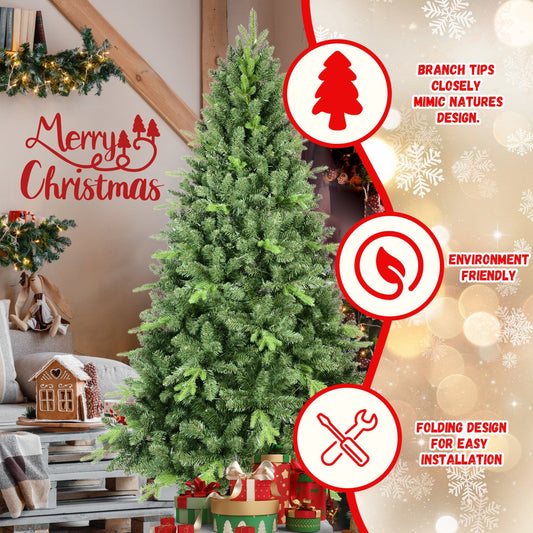 7.5FT Classic Christmas Tree With 2155 PE+PVC Tips – Realistic Hinged Branches, Easy Assembly, Stable Metal Stand, Full