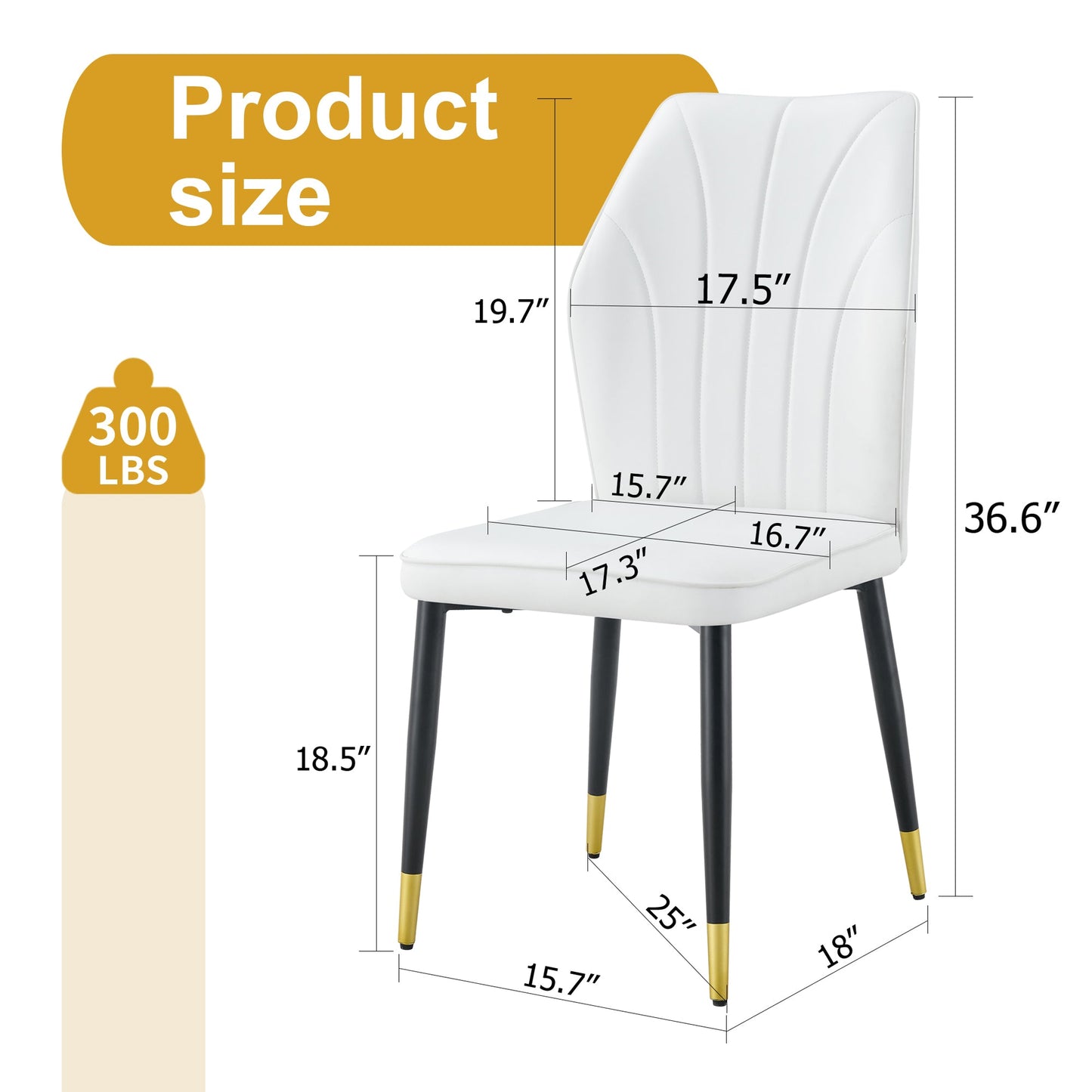 4 Modern Dining Chairs With Stylish PU Patterned Backrest and Black Metal Legs for a Comfortable Home Experience in the