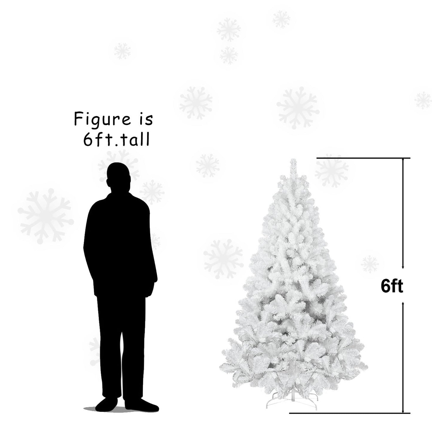 7ft White Christmas Tree With Memory Wire, 1064 Tips Hinged Artificial PVC Tree, Easy Assembly Holiday Xmas Tree for Ind