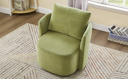 360° Swivel Chair, 29.9' Accent Barrel Armchair, Upholstered With Curved Design, Green Chenille, for Living Room and Off