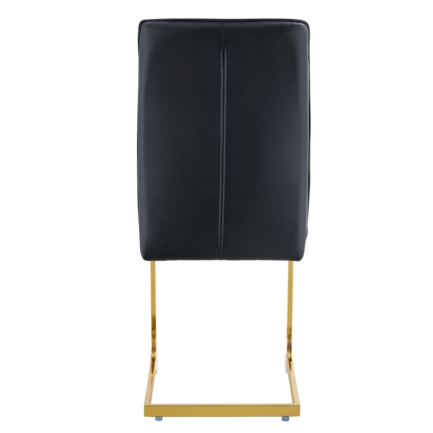 Luxury Simple Arch Chair Set of 8 BLACK PU Material High Resilience Dining Chair With Gold Metal Legs