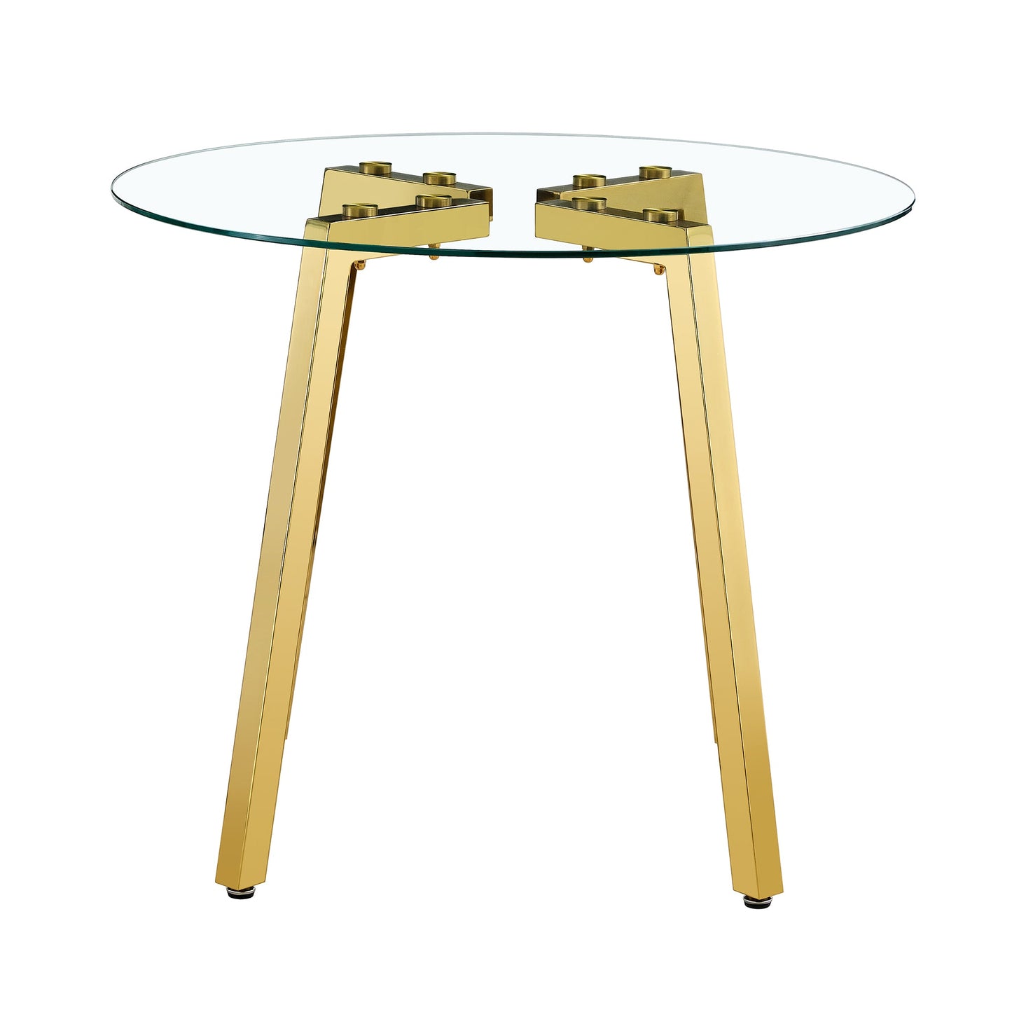 Modern Luxurious Round Tempered Glass Dining Table With Gold 7-Shaped Metal Legs,suitable for Family Meals, Office Confe