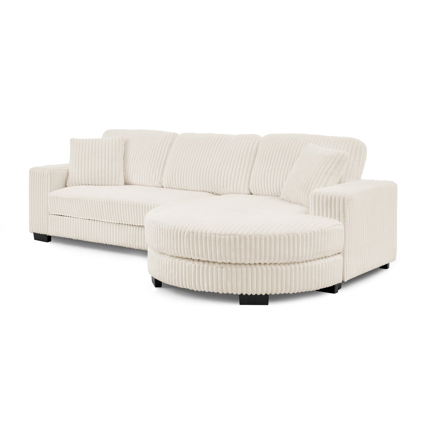 Corduroy Tufted Upholstered Sleeper Sectional Sofa, L-Shaped Modular Convertible Sofa ,The Arc-Shaped Footstool Can Be P