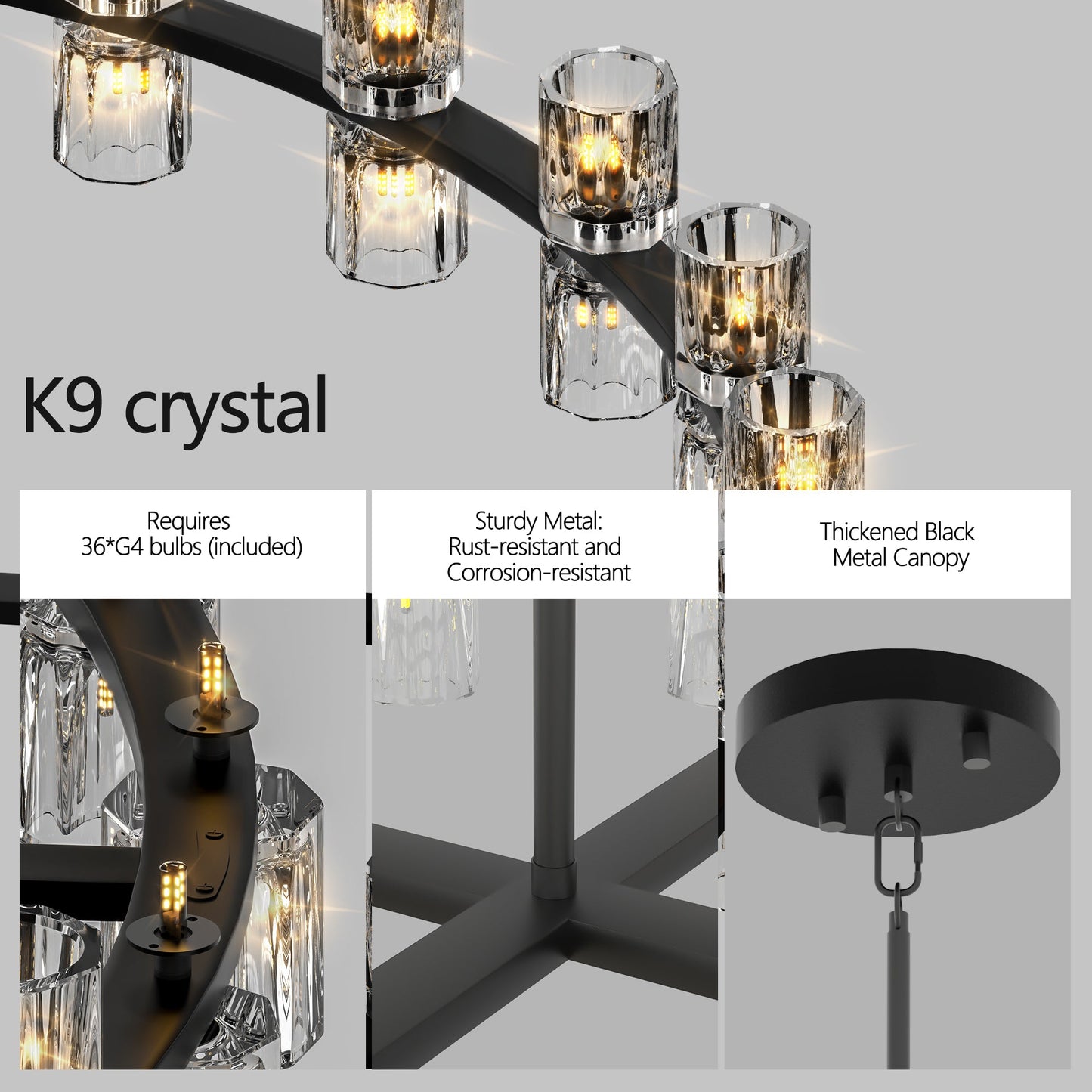 36 Inches Luxury Chandeliers Crystal Living Room Decorative Lights Simple Modern Dining Room LED Lighting,for Home Decor